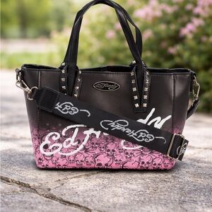 Ed Hardy Black and Pink Tote Bag